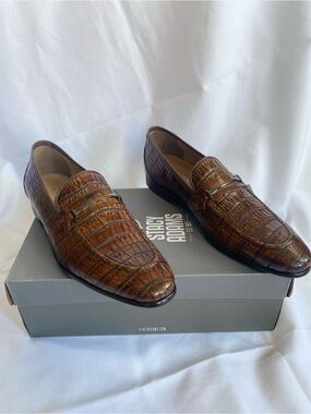 Stacy Adams Ferdinand Mens 11 M Cognac Brown Croc Leather Slip On 25455 NIB